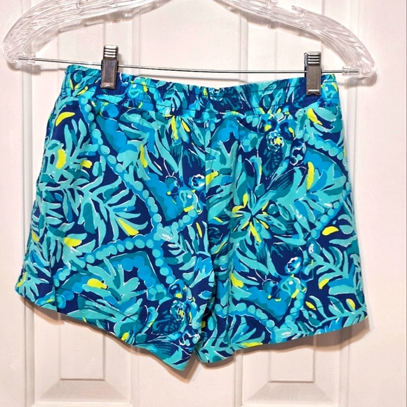 Lilly Pulitzer Katia Short Women XXS Navy Aqua Leaf Print Loose Fit Shorts - Picture 2 of 3
